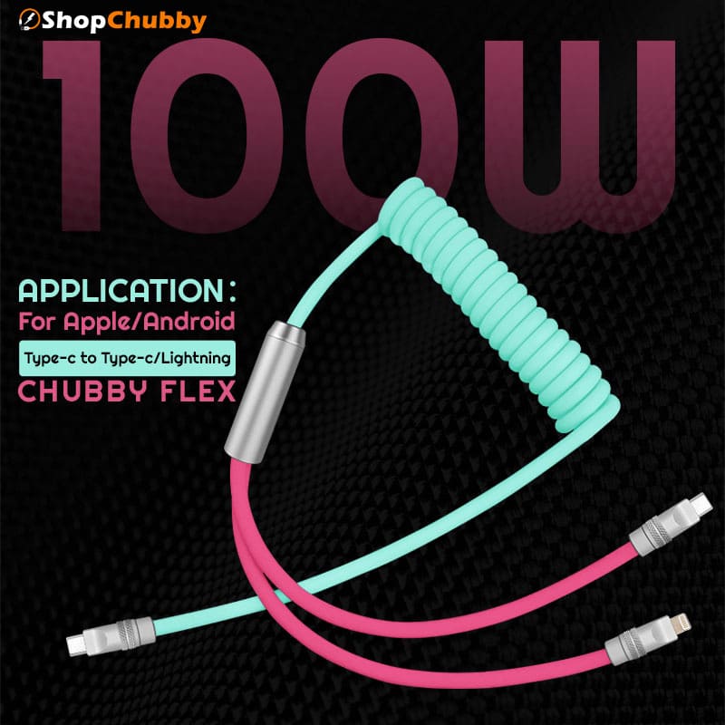 "Chubby Flex" 2 In 1 Spring ColorBlock Fast Charging Cable