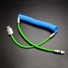 "Colorblock Chubby" Spring Braided Silicone Charge Cable - Blue+Green