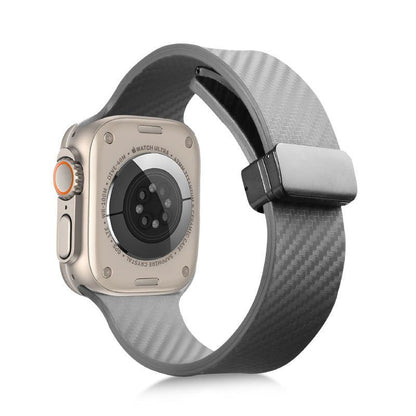 Carbon Fiber Pattern Magnetic Silicone Band For Apple Watch