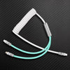 "Chubby Flex" 2 In 1 Spring ColorBlock Fast Charging Cable - White+Light Blue