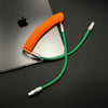 "Colorblock Chubby" Spring Charge Cable - Orange+Green