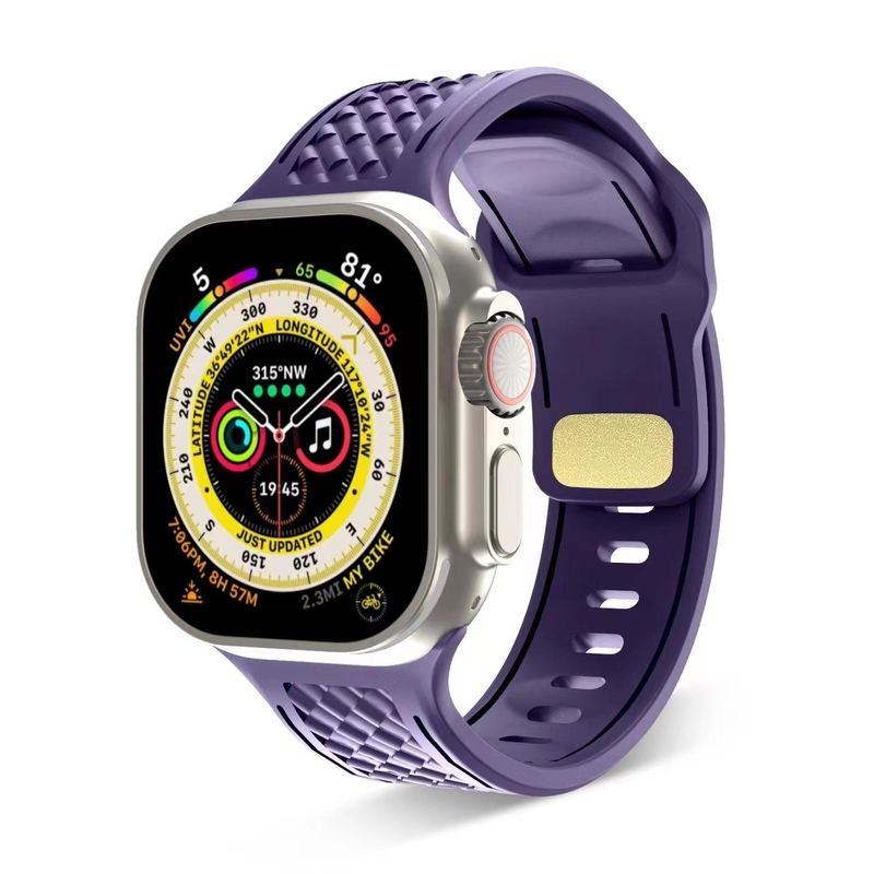 Diamond Pattern Solid Color Silicone Band for Apple Watch