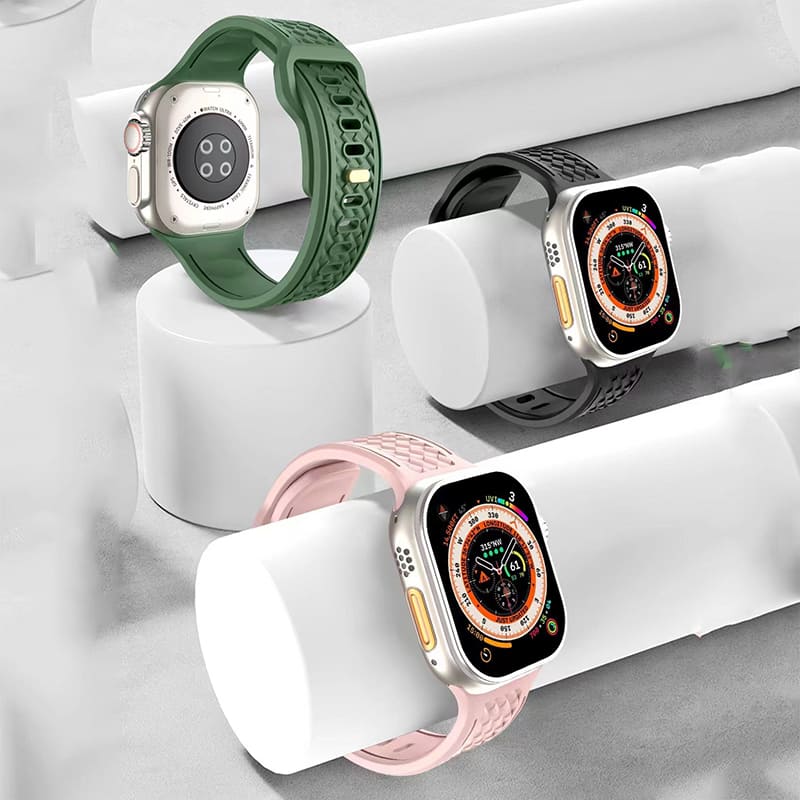 Diamond Pattern Solid Color Silicone Band for Apple Watch