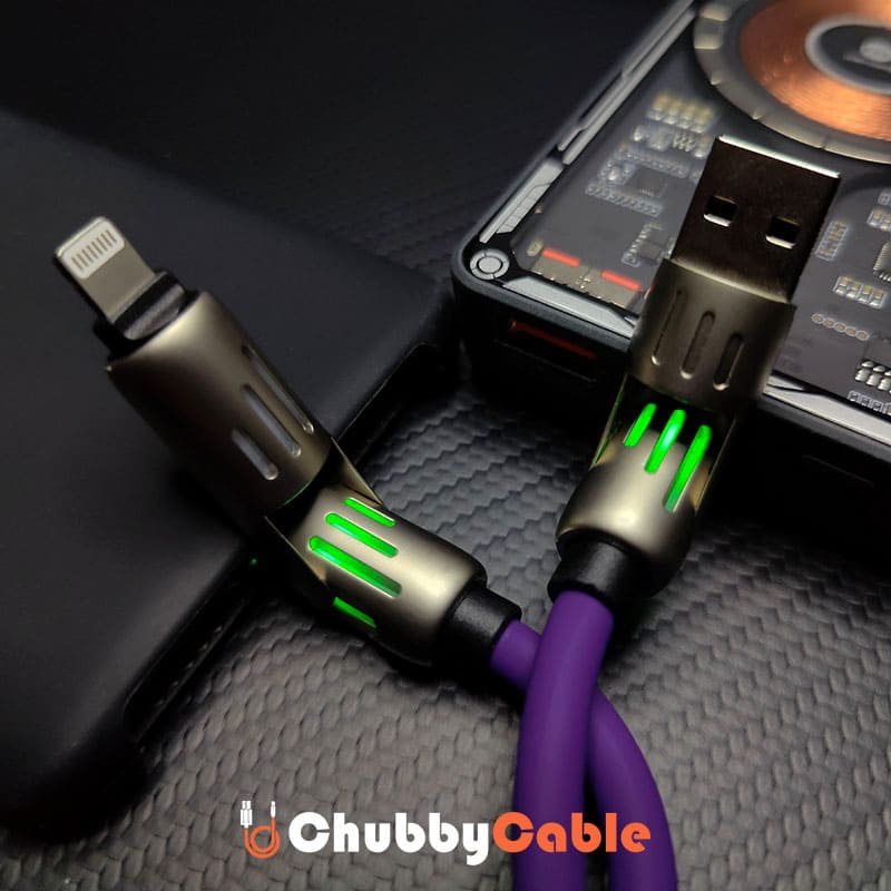 "GlowCharge Pro" 240W 4-in-1 Car Cable with Dynamic Lights