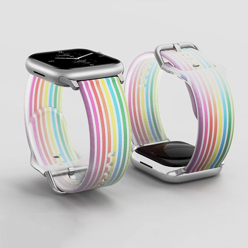 "Jelly Rainbow" Translucent Frosted Silicone D-Buckle Band For Apple Watch