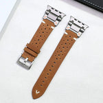 Leather Mechanical Metal Pin Buckle Band For Apple Watch