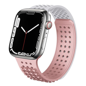 Multicolor Hole Silicone Breathable Watch Band For Apple Watch