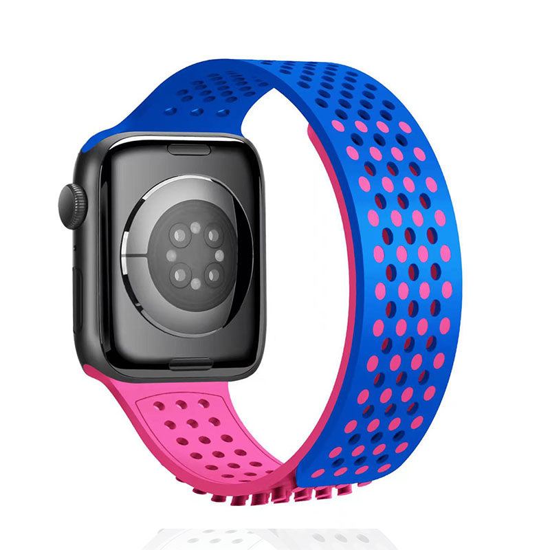 Multicolor Hole Silicone Breathable Watch Band For Apple Watch