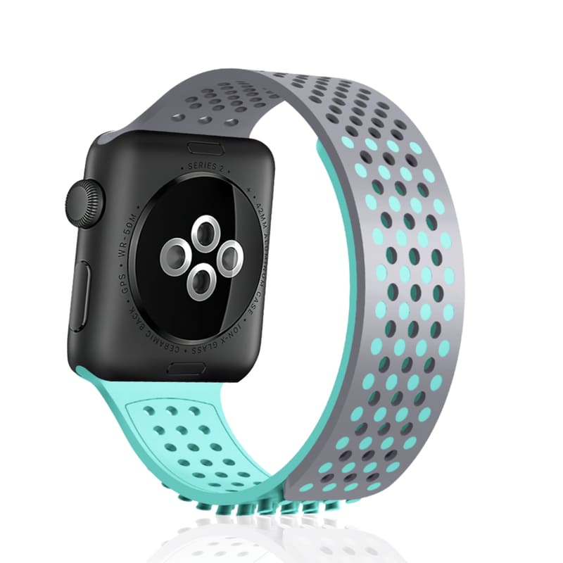 Multicolor Hole Silicone Breathable Watch Band For Apple Watch