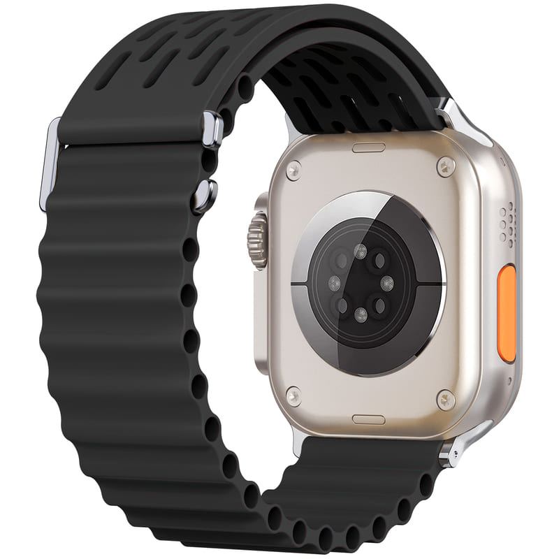 Wave Pattern Horizontal Silicone Breathable Watch Band For Apple Watch