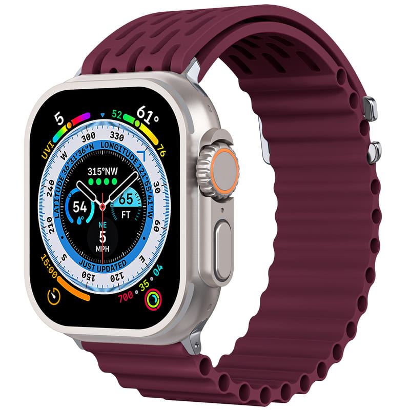 Wave Pattern Horizontal Silicone Breathable Watch Band For Apple Watch