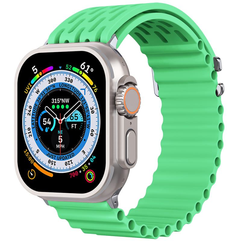 Wave Pattern Horizontal Silicone Breathable Watch Band For Apple Watch