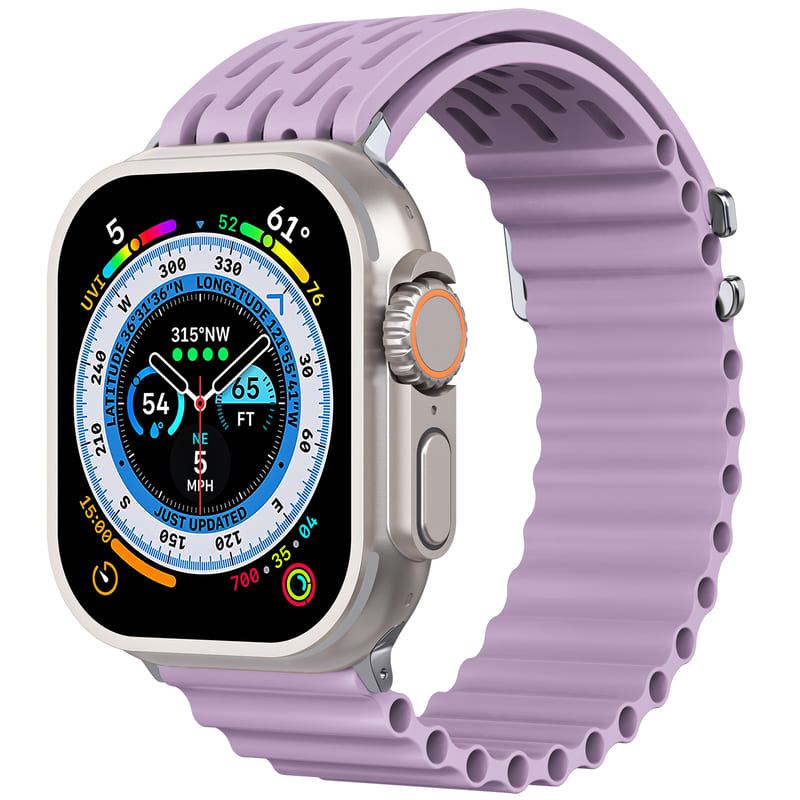 Wave Pattern Horizontal Silicone Breathable Watch Band For Apple Watch