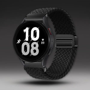 20mm & 22mm Solid Color Nylon Woven Magnetic Watch Strap for Samsung/Garmin/Fossil/Others