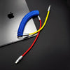 "Colorblock Chubby" Spring Charge Cable - Drak Blue+Yellow+Red